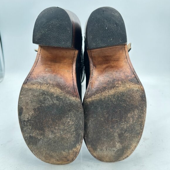 FRYE Carmen 14L Women Size 7.5B Black Leather Inside Zip Black Oiled Suede Boot - Picture 8 of 11